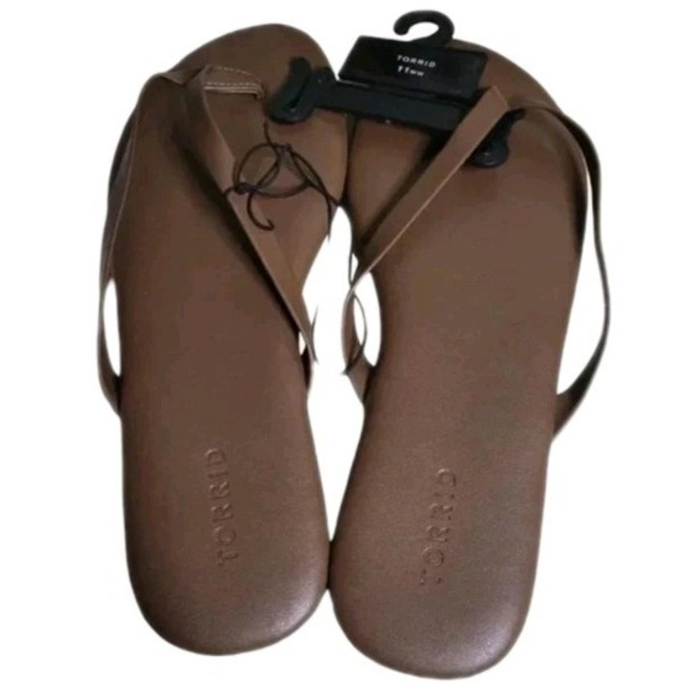 Torrid Womens 11WW Wide Comfort Flip Flop Sandals Brown Minimalist Summer NWT